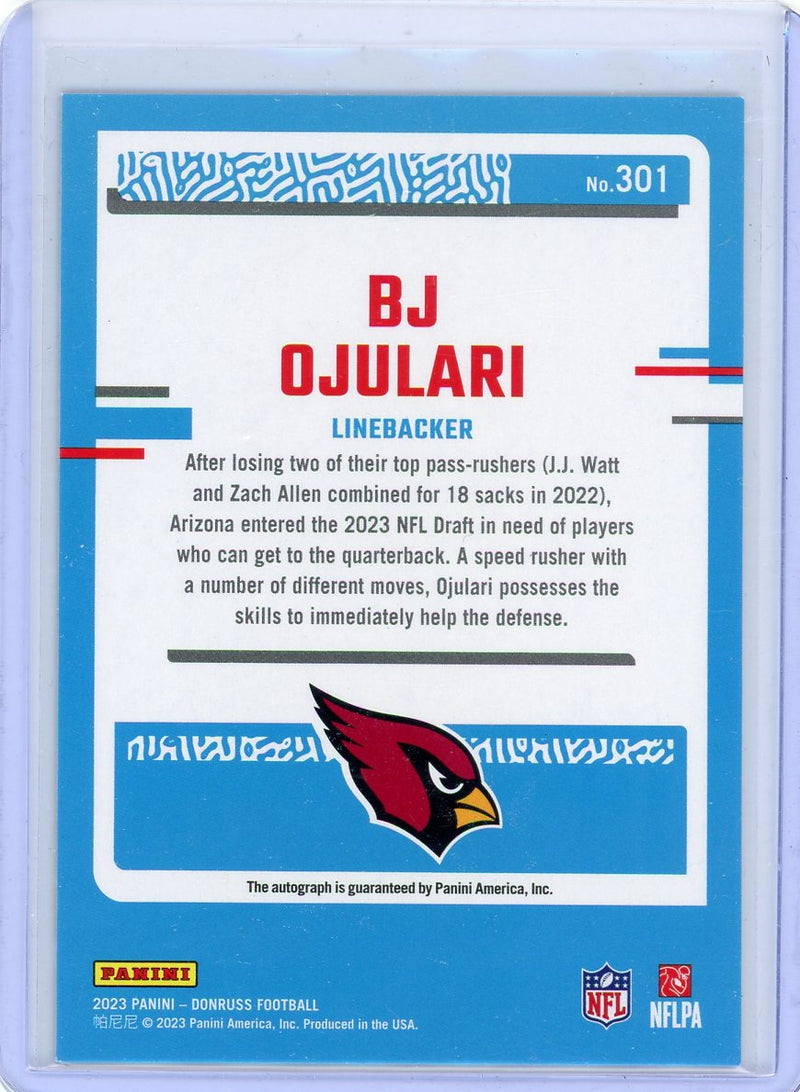 BJ Ojulari 2023 Panini Donruss autograph rookie card green