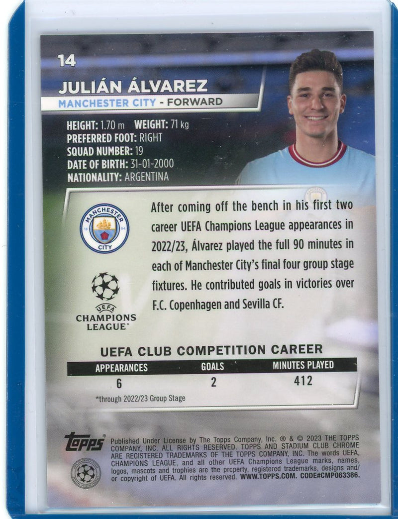 Julian Alvarez 2023 Topps Stadium Club Chrome Members Only ref. rookie card