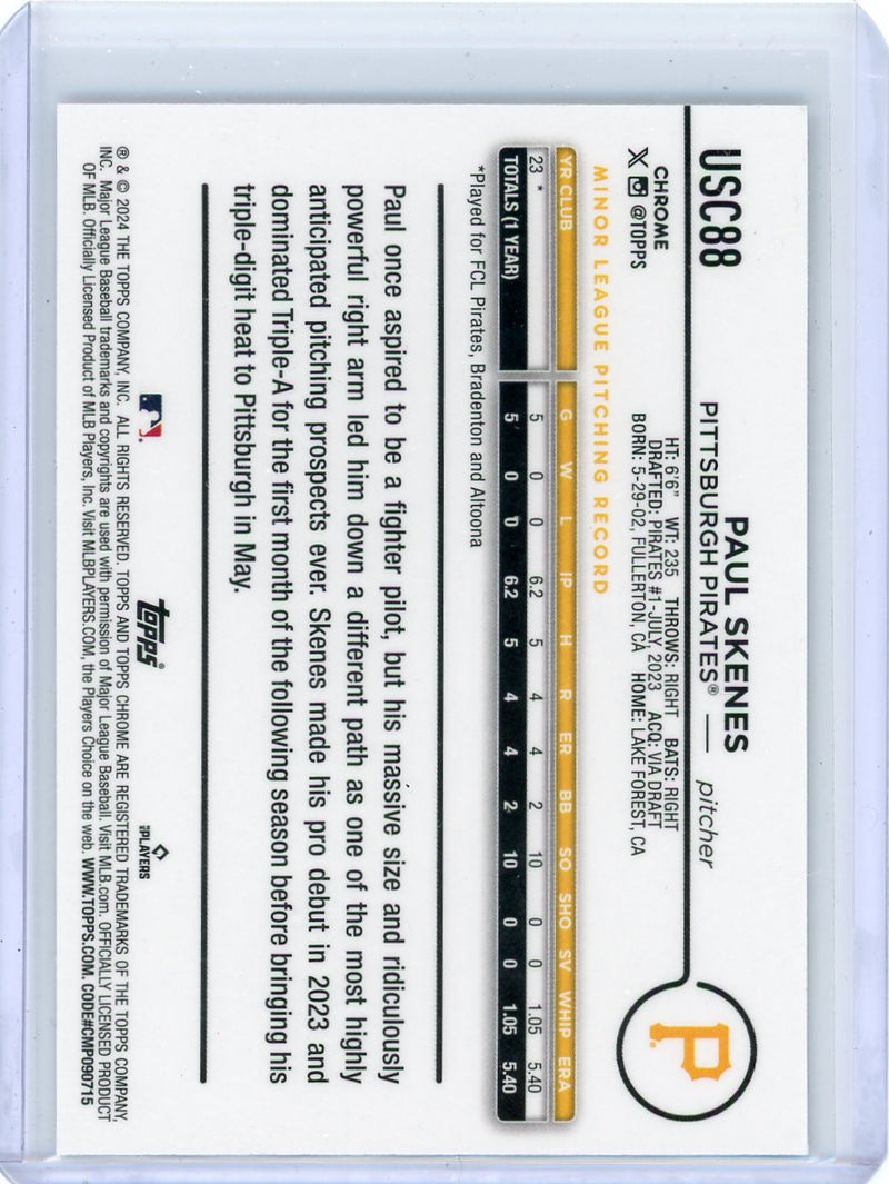 Paul Skenes 2024 Topps Chrome Baseball X-Fractor Rookie