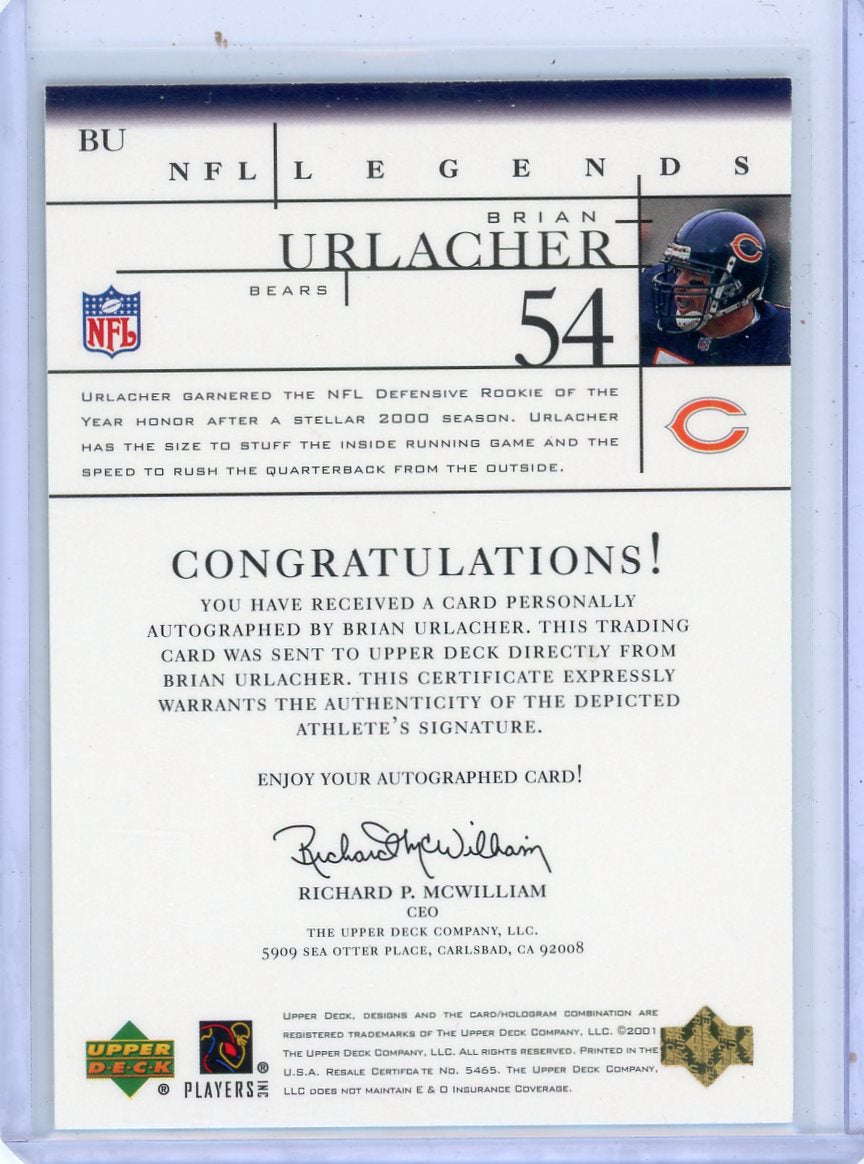 Brian Urlacher 2001 Upper Deck NFL Legends autograph