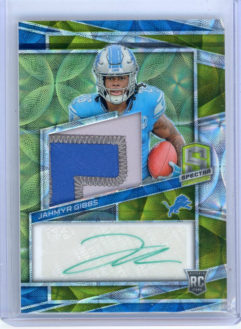 Jahmyr Gibbs 2023 Panini Spectra Neon Green Scope Prizm RPA 