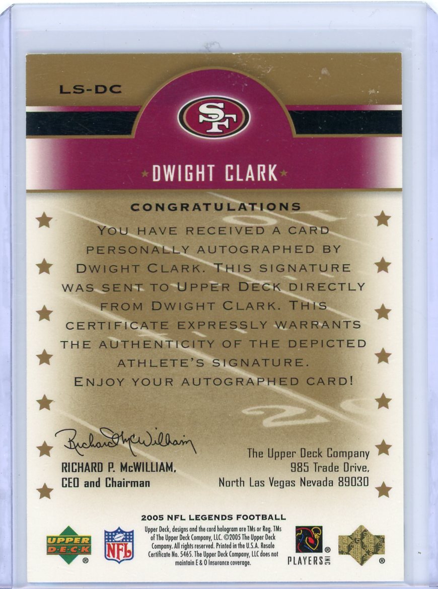 Dwight Clark 2005 Upper Deck NFL Legends autograph