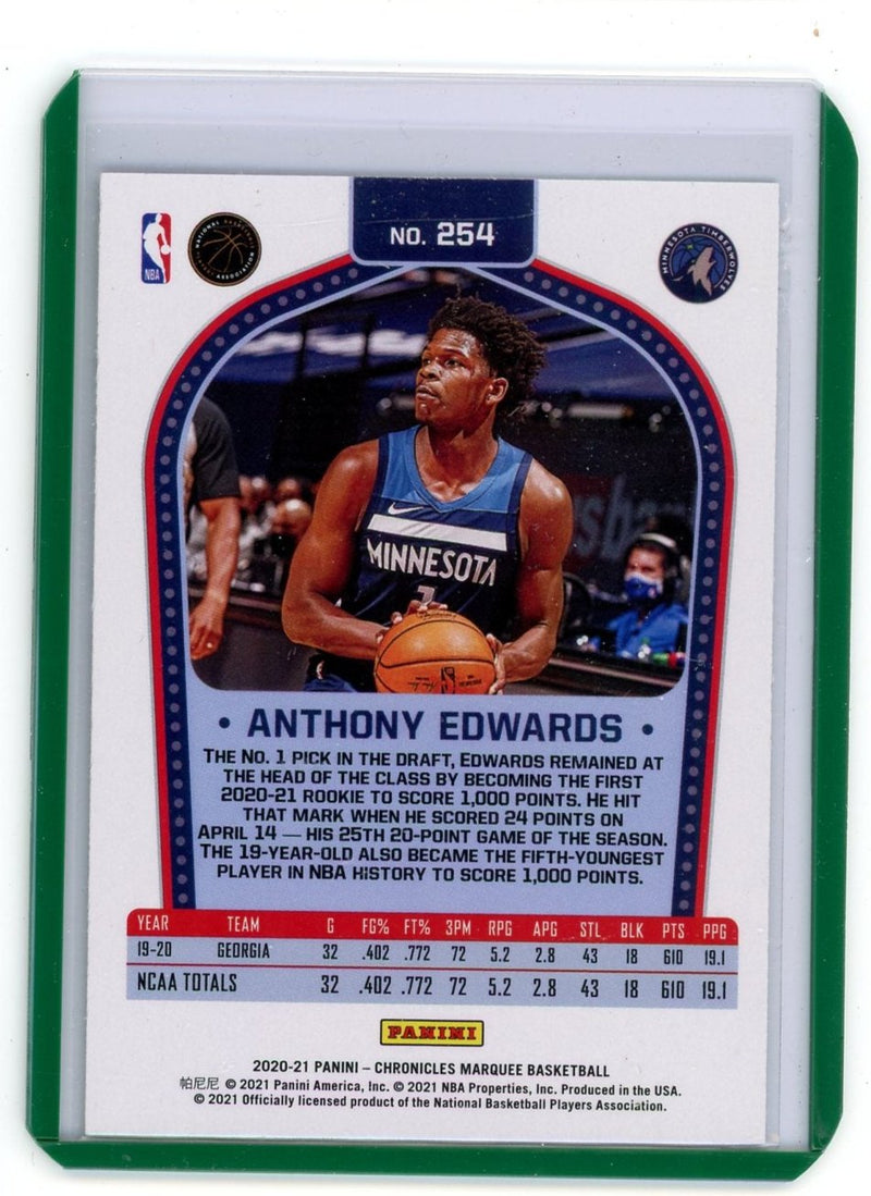 Anthony Edwards 2020-21 Panini Chronicles Marquee green rookie card