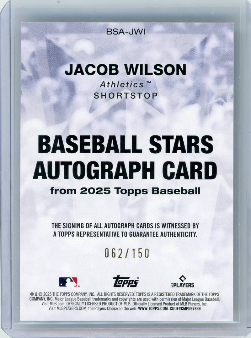 Jacob Wilson 2025 Topps Baseball Stars autograph rookie card 