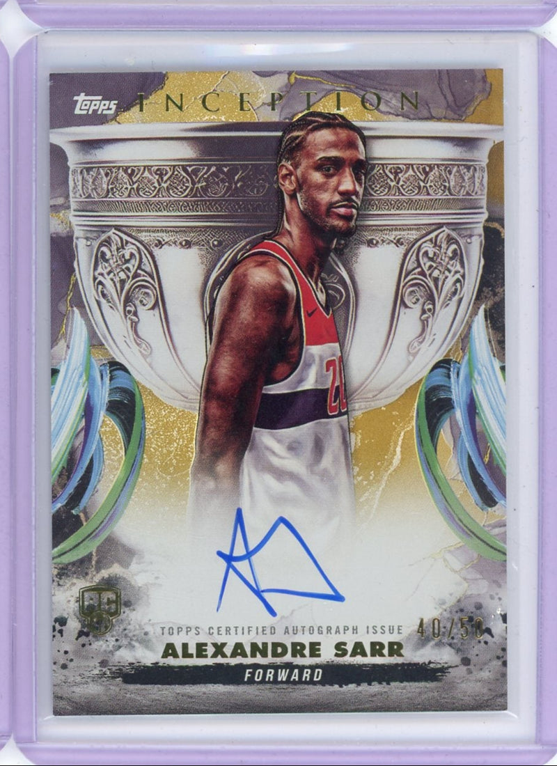 Alexandre Sarr 2024-25 Topps Inception Grail Chasing autograph rookie card gold 
