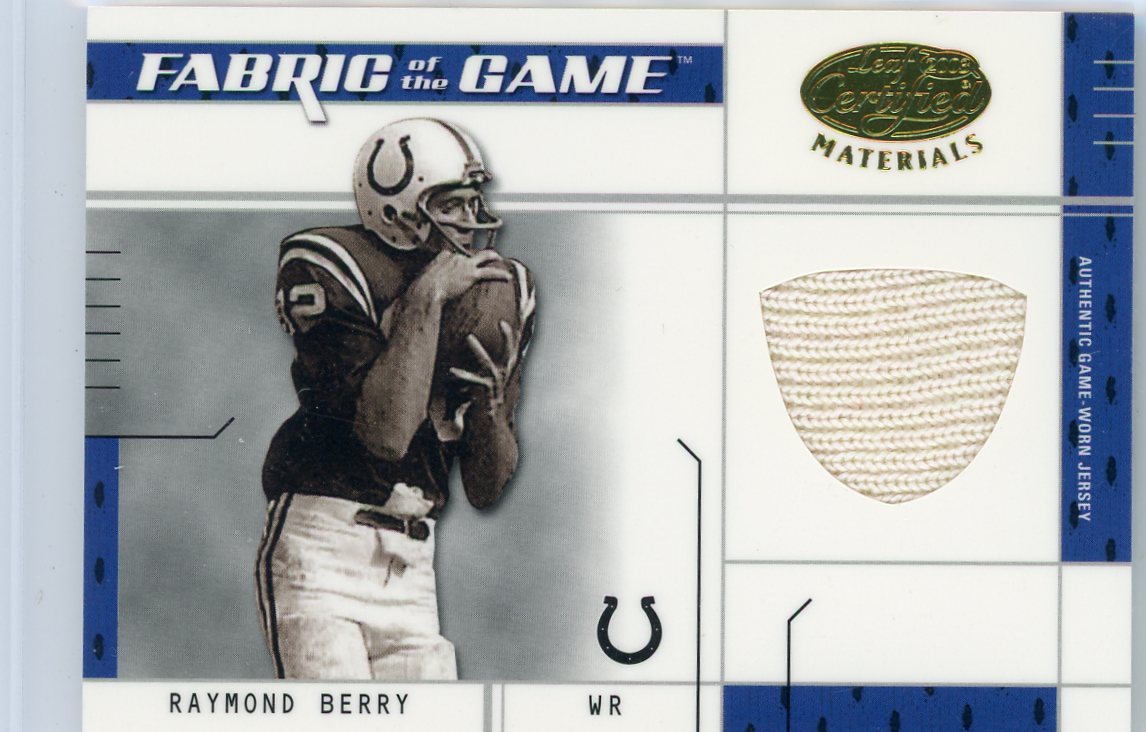 Raymond Berry 2003 Donruss Leaf Certified Materials Fabric of the Game auth. game-used jersey relic #'d 38/50