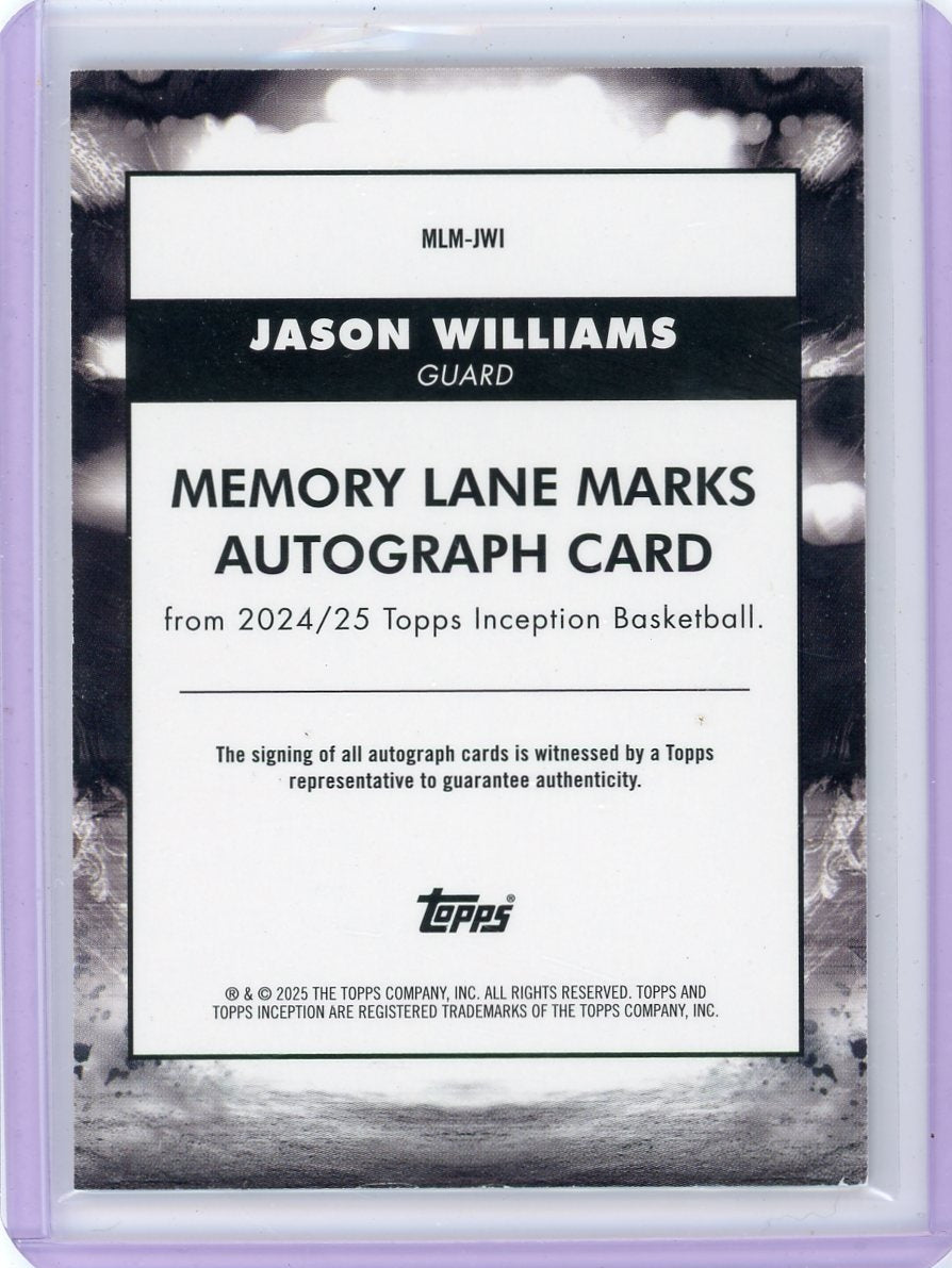 Jason Williams 2024-25 Topps Inception Memory Lane Marks autograph pink #'d 78/99