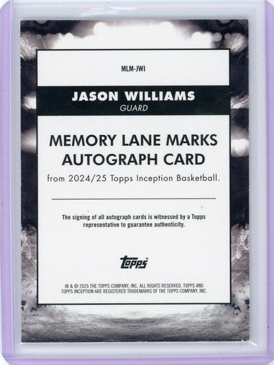 Jason Williams 2024-25 Topps Inception Memory Lane Marks autograph pink #'d 78/99