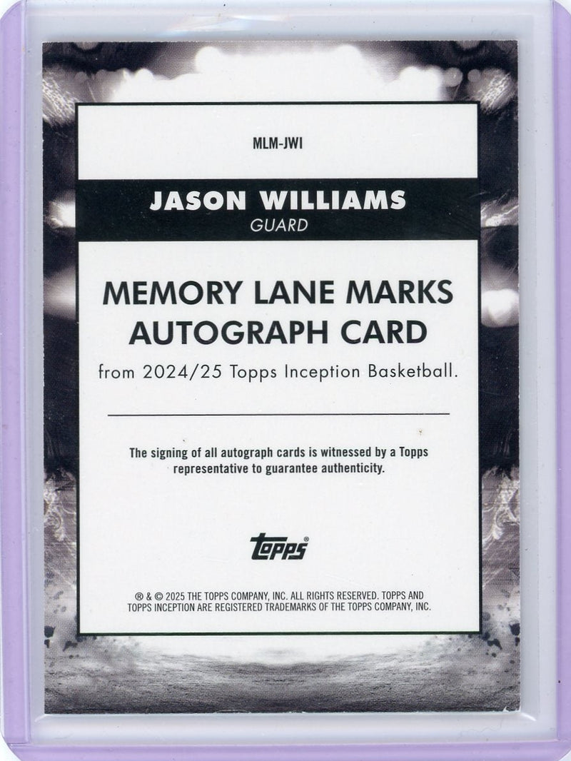 Jason Williams 2024-25 Topps Inception Memory Lane Marks autograph pink 