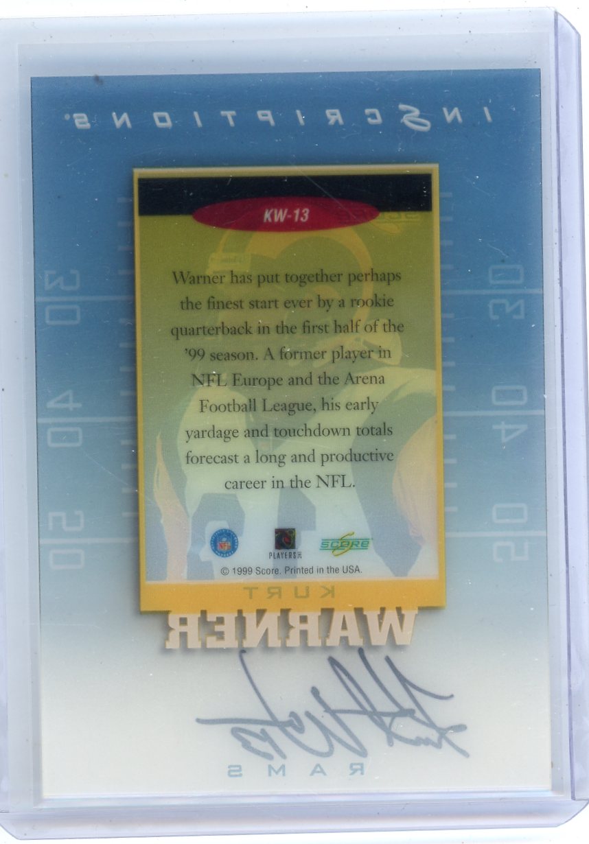 Kurt Warner 1999 Score Inscriptions autograph