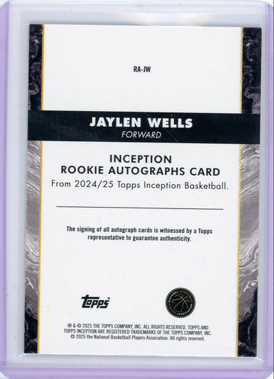 Jaylen Wells 2024-25 Topps Inception autograph rookie card