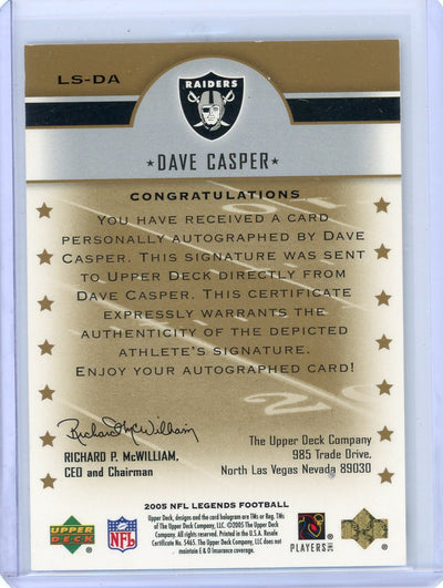 Dave Casper 2005 Upper Deck NFL Legends autograph