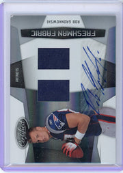 Rob Gronkowski 2010 Panini Certified Freshman Fabric autograph rookie card #'d 596/699 (corner issue)
