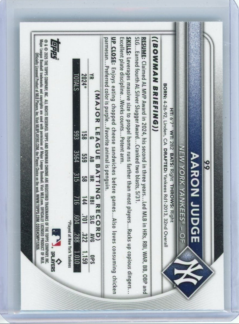 Aaron Judge 2025 Bowman Chrome aqua raywave ref. 