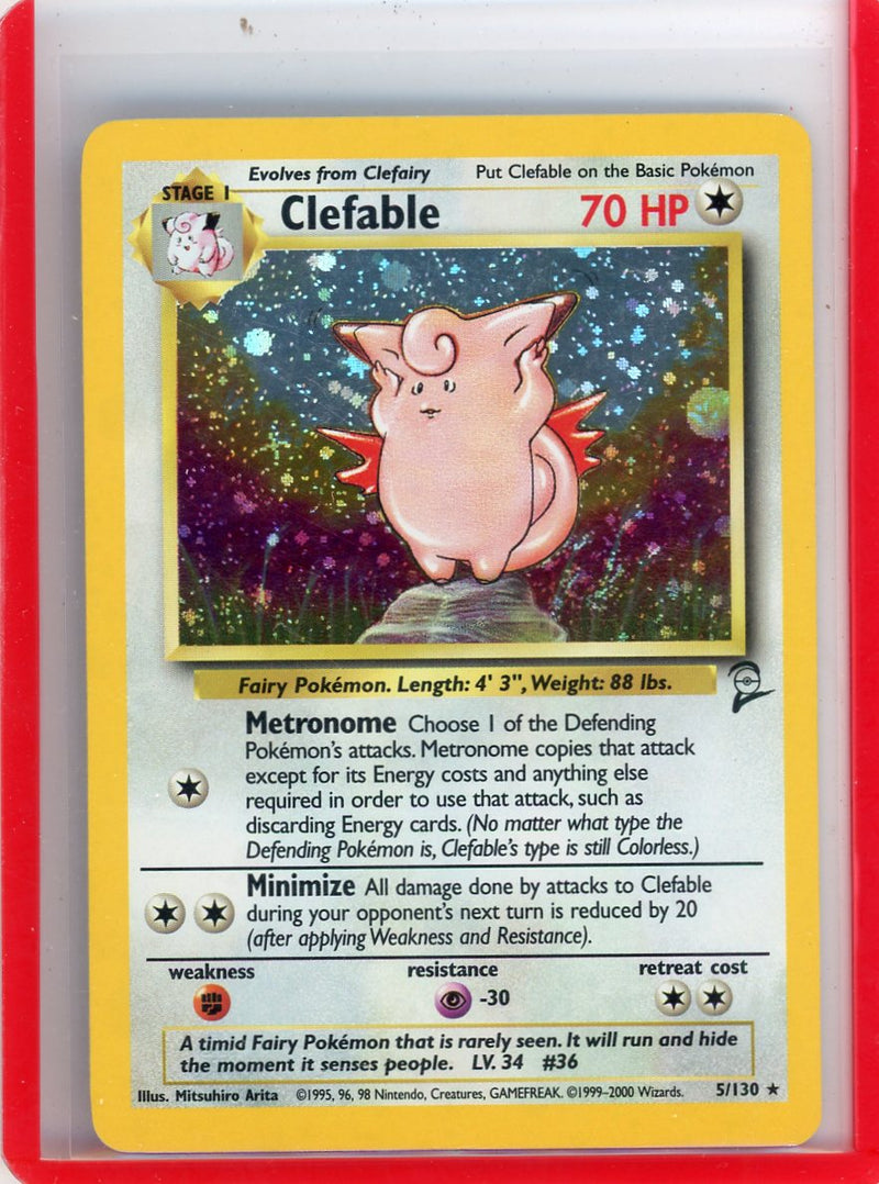 Clefable 1999 Pokemon Base Set II rare holo 5/130