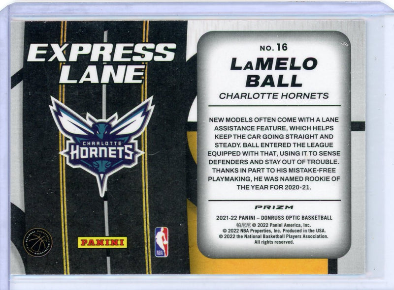 LaMelo Ball 2021-22 Panini Donruss Optic Express Lane gold wave prizm