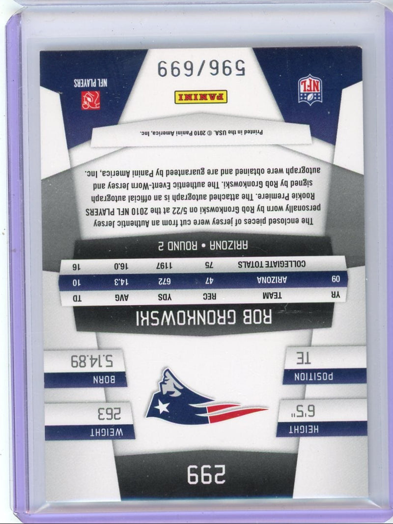 Rob Gronkowski 2010 Panini Certified Freshman Fabric autograph rookie card 