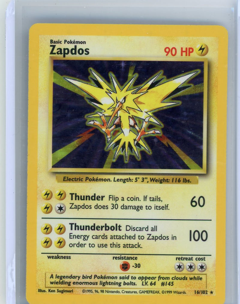 Zapdos 1999 Pokemon rare holo 16/102