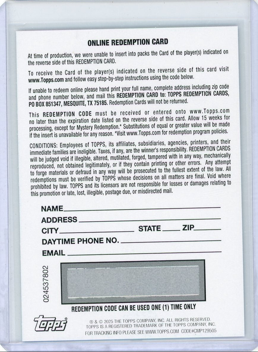 Roman Kopylov 2025 Topps Chrome Sapphire autograph gold ref. rookie card redemption card