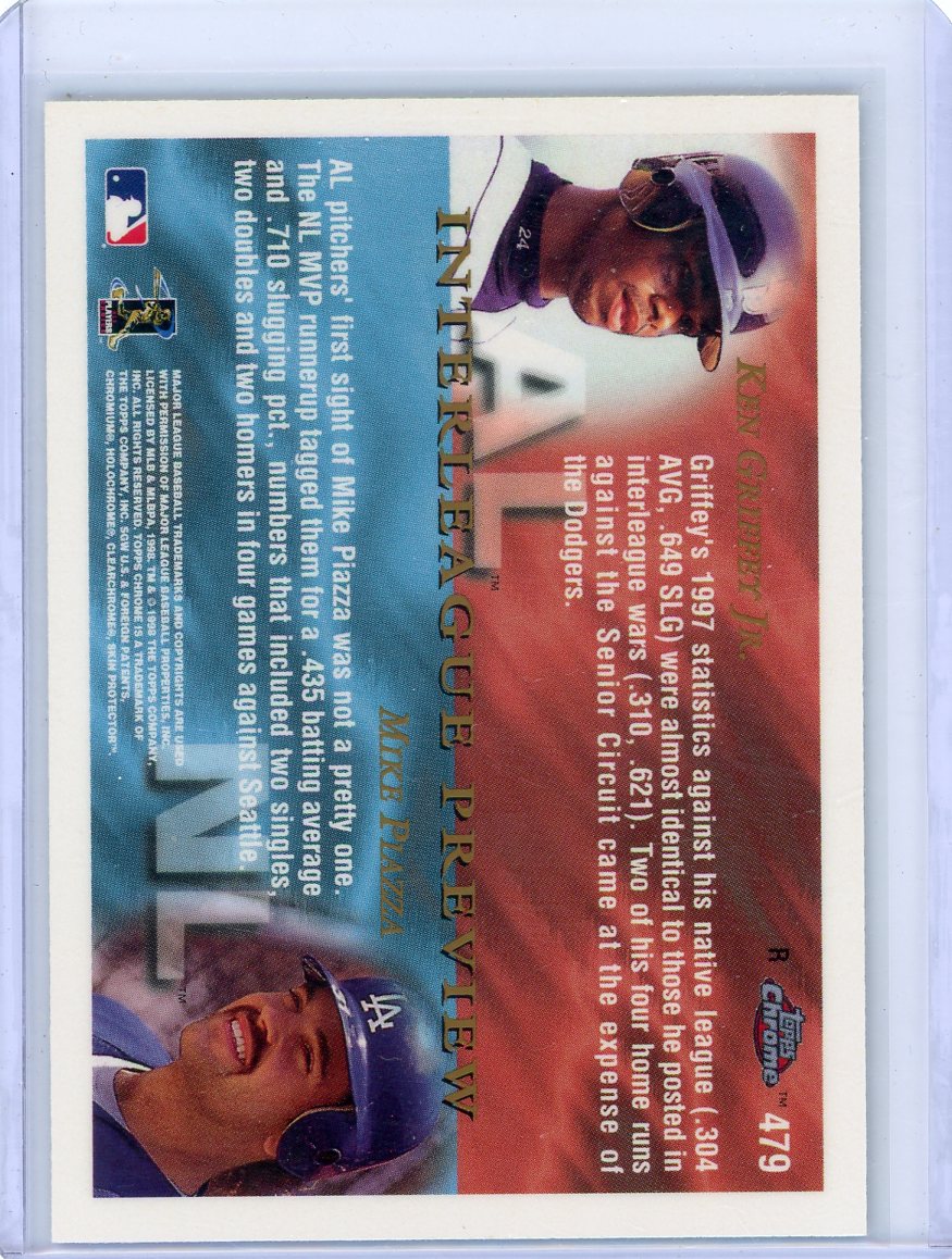 Ken Griffey Jr. Mike Piazza 1998 Topps Chrome Interleague Preview refractor