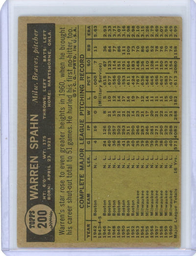 Warren Spahn 1961 Topps #200