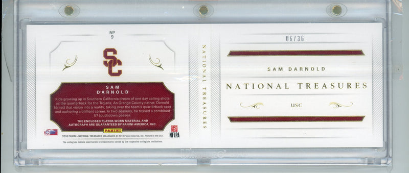 Sam Darnold 2018 Panini National Treasures Collegiate Rookie Patch Auto Booklet 