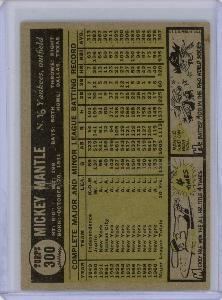 Mickey Mantle 1961 Topps #300 (crease)