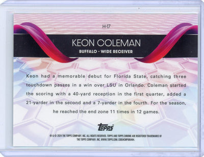 Keon Coleman 2024 Topps Chrome Helix SSP rookie card