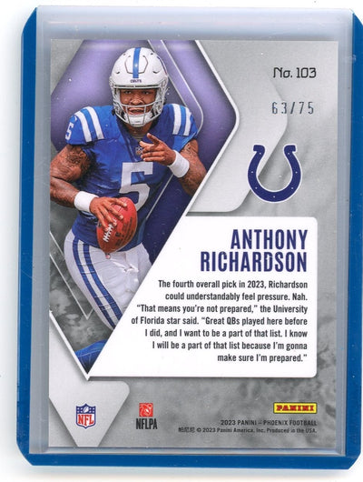 Anthony Richardson 2023 Panini Phoenix yellow prizm rookie card #'d 63/75