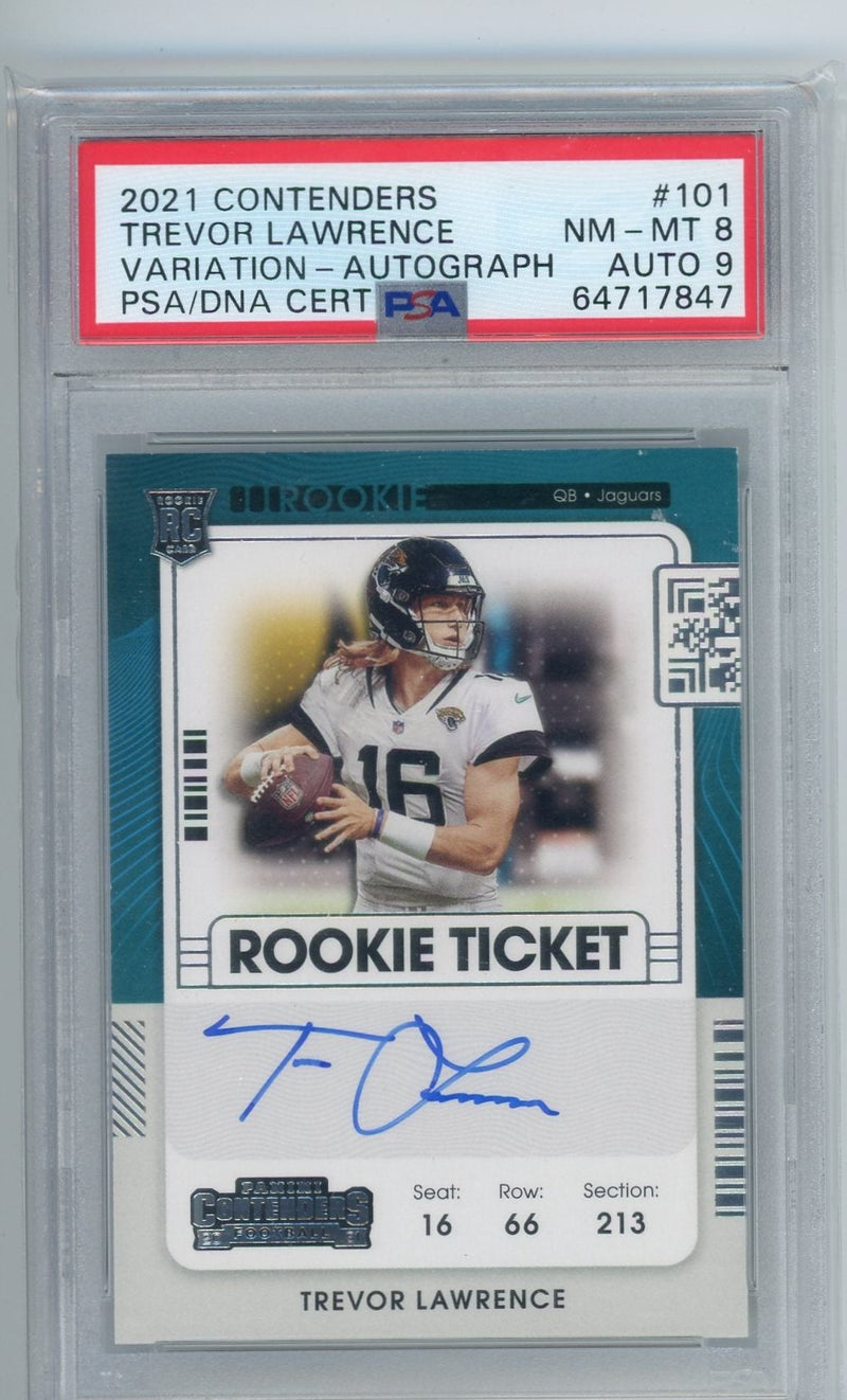 Trevor Lawrence 2021 Panini Contenders Rookie Ticket Autograph Variation PSA 8