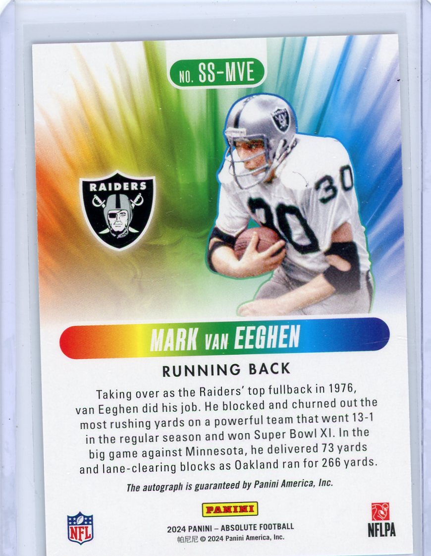 Mark Van Eeghen 2024 Panini Absolute Spectrum autograph orange #'d 27/50