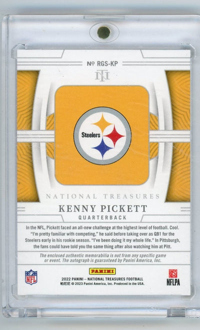 Kenny Pickett 2022 Panini National Treasures NFL Gear jersey/ball relic autograph RC #'d 75/99