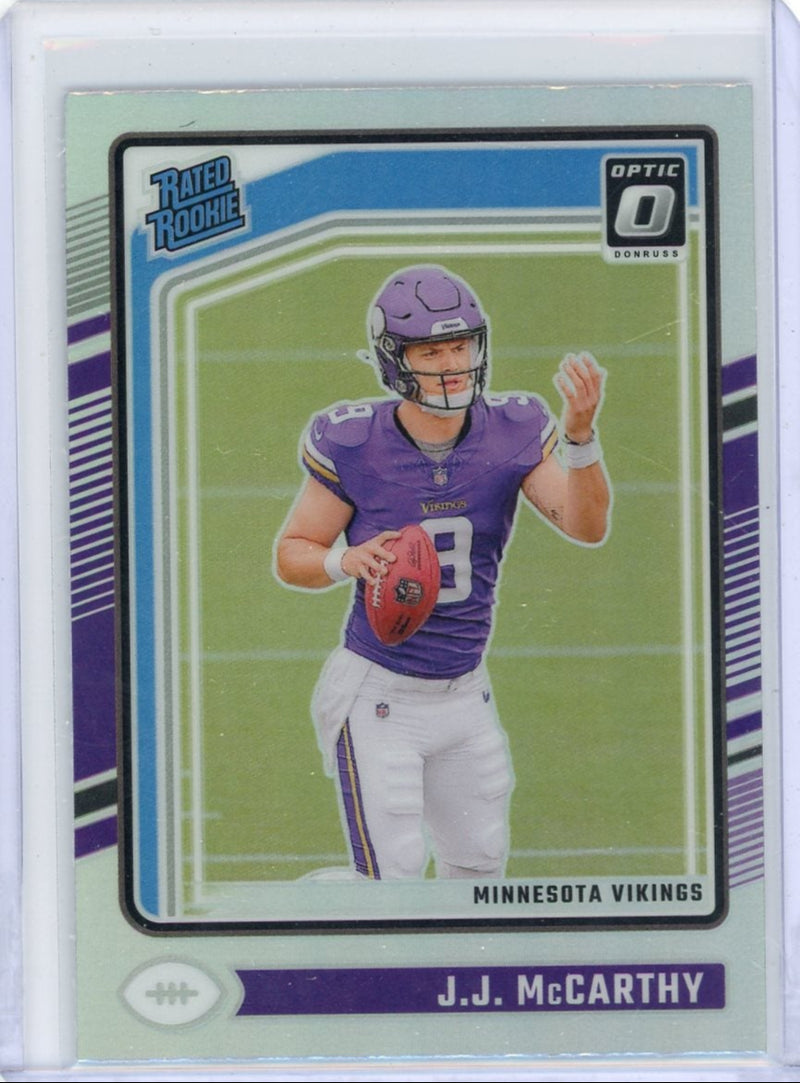 J.J. McCarthy 2024 Panini Donruss Optic Rated Rookie Holo