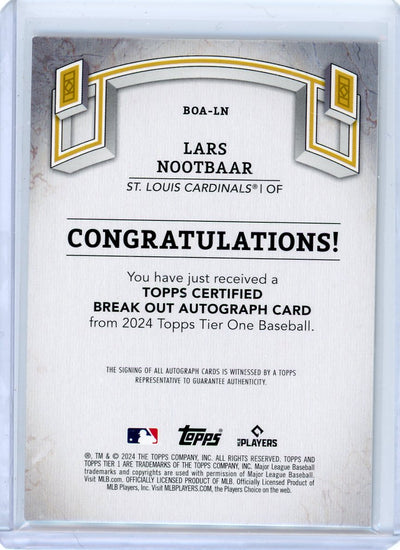 Lars Nootbaar 2024 Topps Tier One Red Ink autograph #'d 10/25