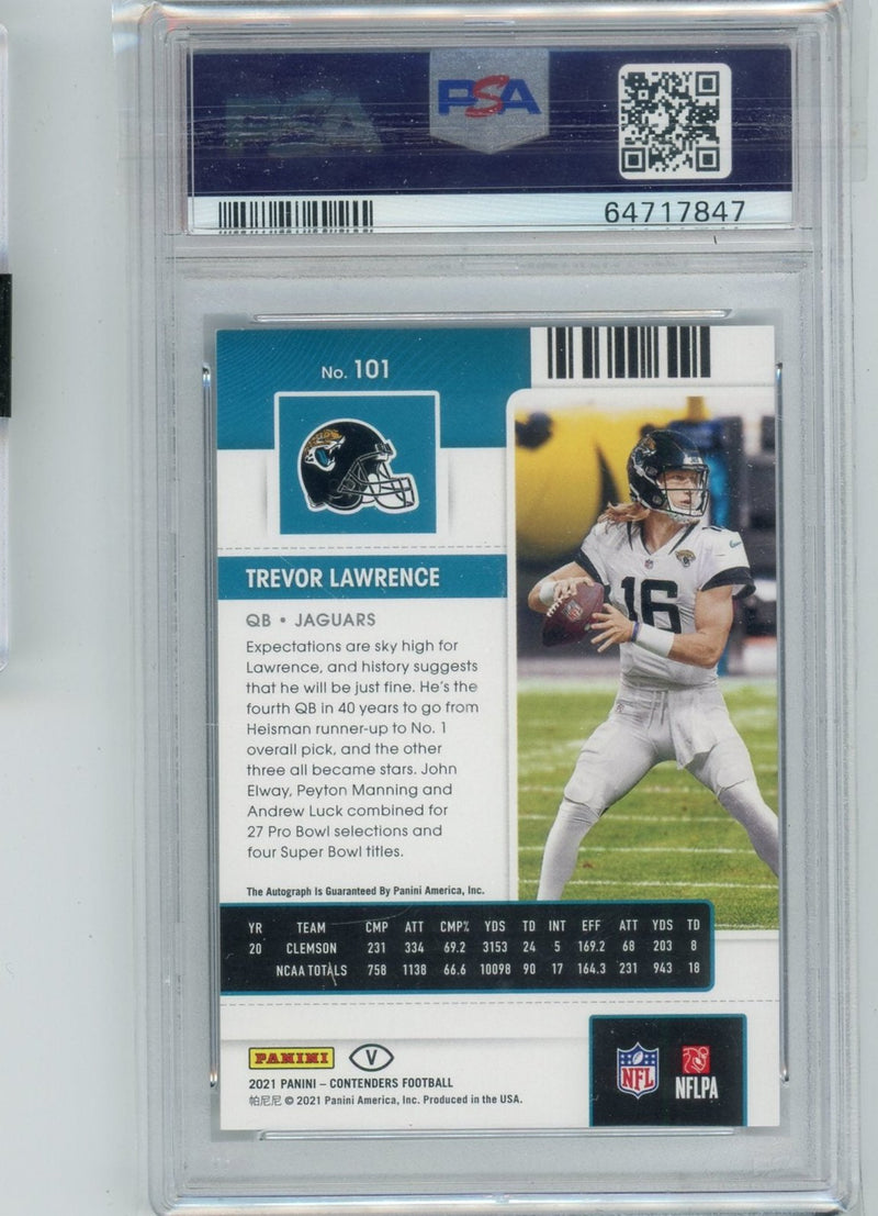 Trevor Lawrence 2021 Panini Contenders Rookie Ticket Autograph Variation PSA 8