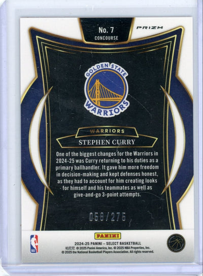 Stephen Curry 2024 Panini Select orange ice prizm #'d 058/275