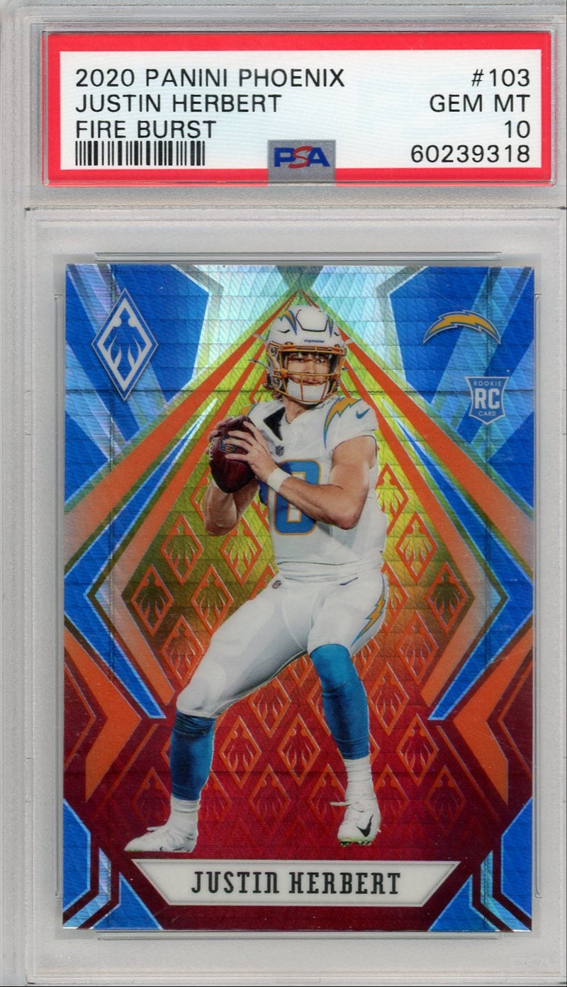 Justin Herbert 2020 Panmini Phoenix Fire Burst Rookie PSA 10