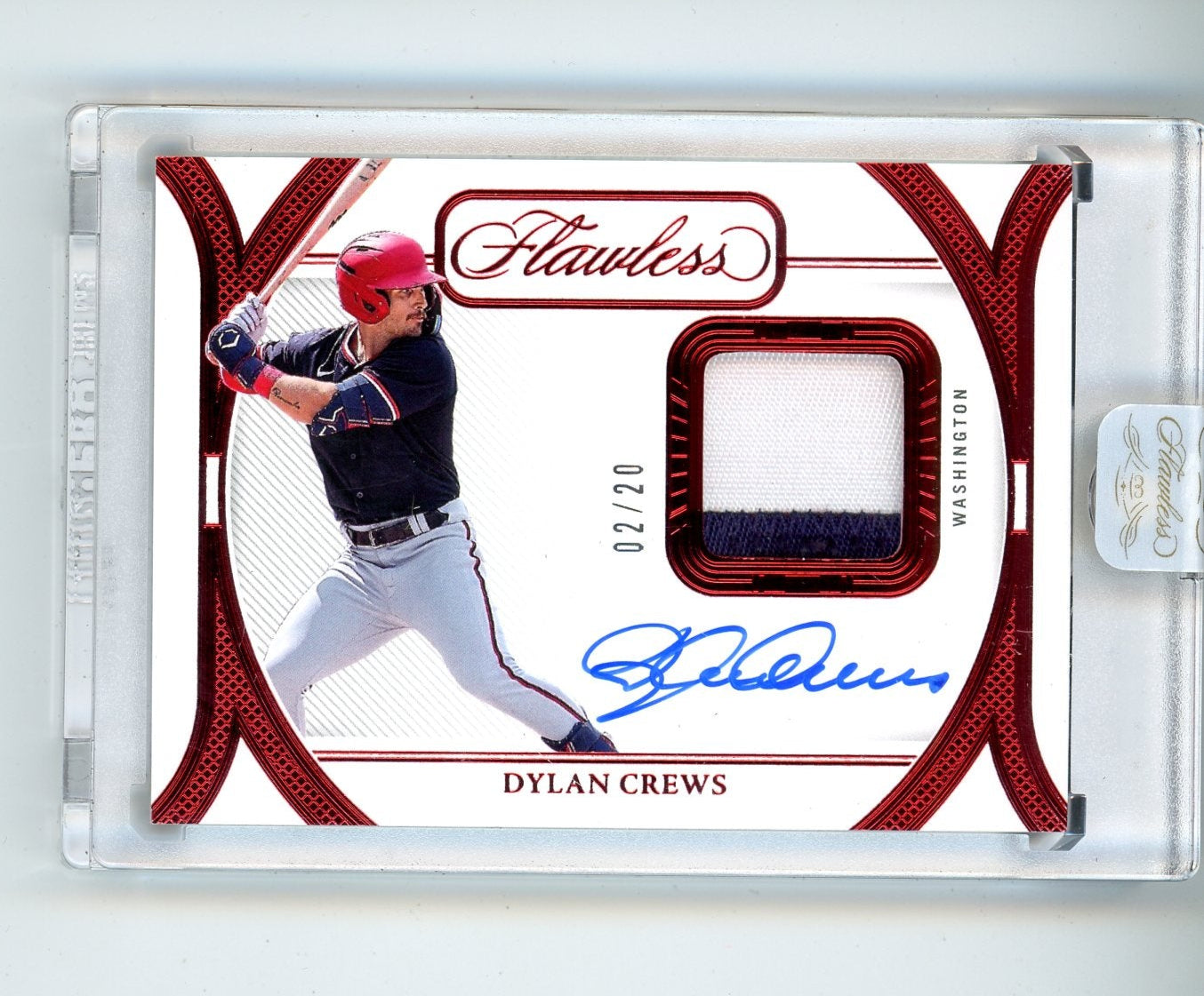 Dylan Crews 2024 Panini Flawless Encased 2-color patch autograph #'d 02/20