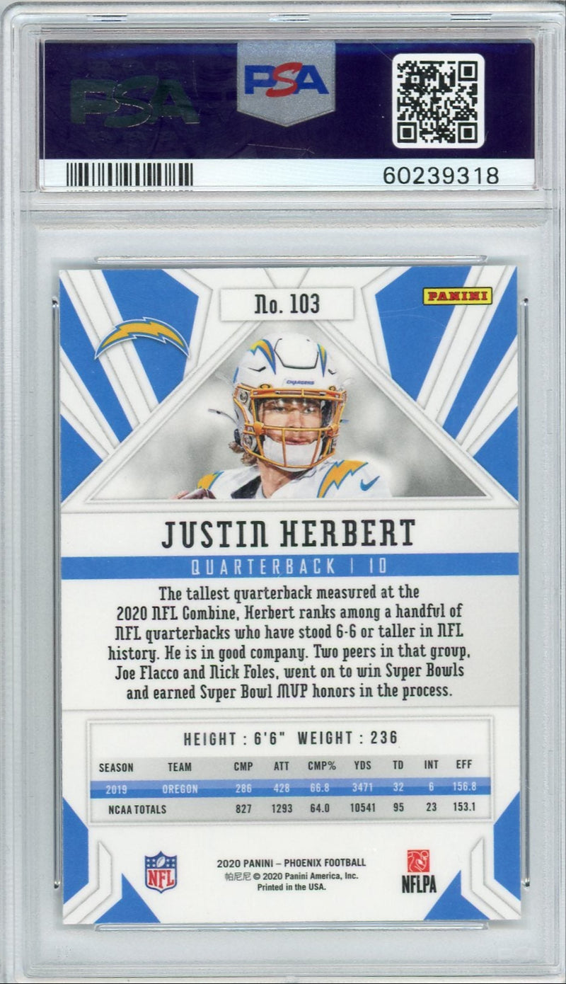 Justin Herbert 2020 Panmini Phoenix Fire Burst Rookie PSA 10