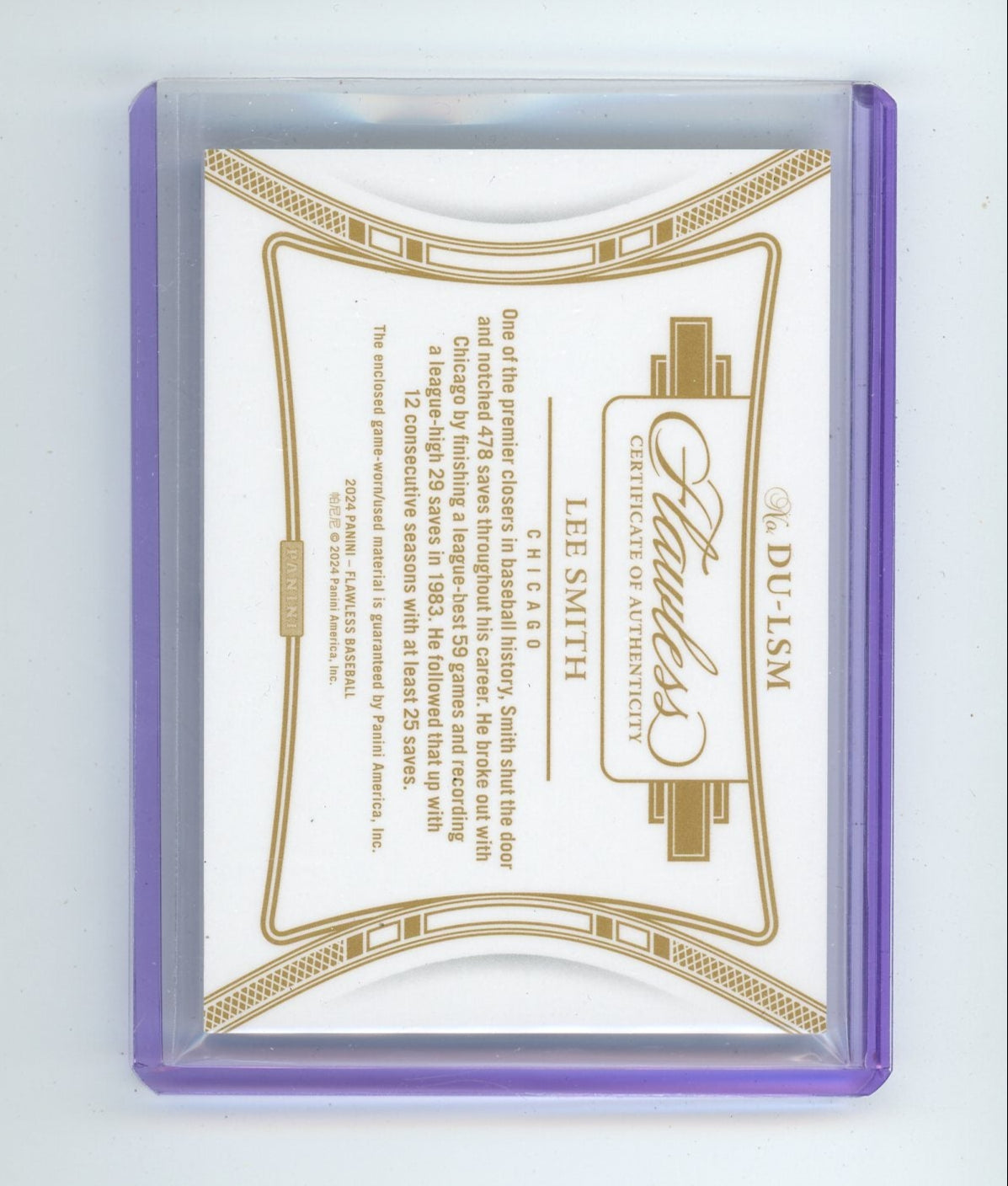 Lee Smith 2024 Panini Flawless Dual bat/jersey relic #'d 12/25