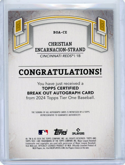 Christian Encarnacion-Strand 2024 Topps Tier One Break Out autograph rookie card #'d 91/99