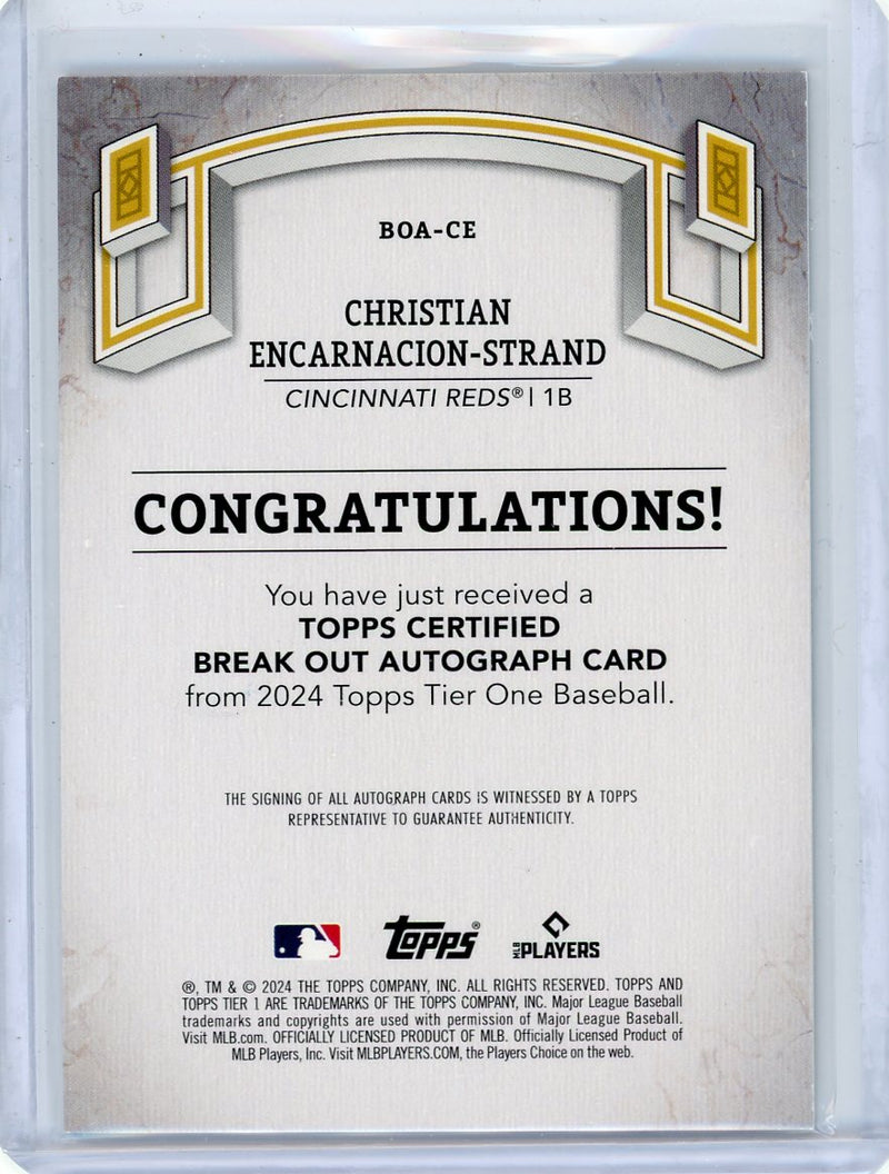 Christian Encarnacion-Strand 2024 Topps Tier One Break Out autograph rookie card 