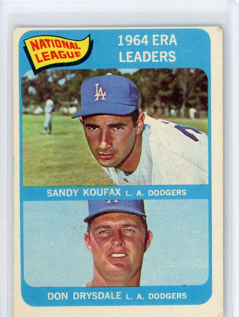 Sandy Koufax Don Drysdale 1965 Topps 1964 ERA Leaders 