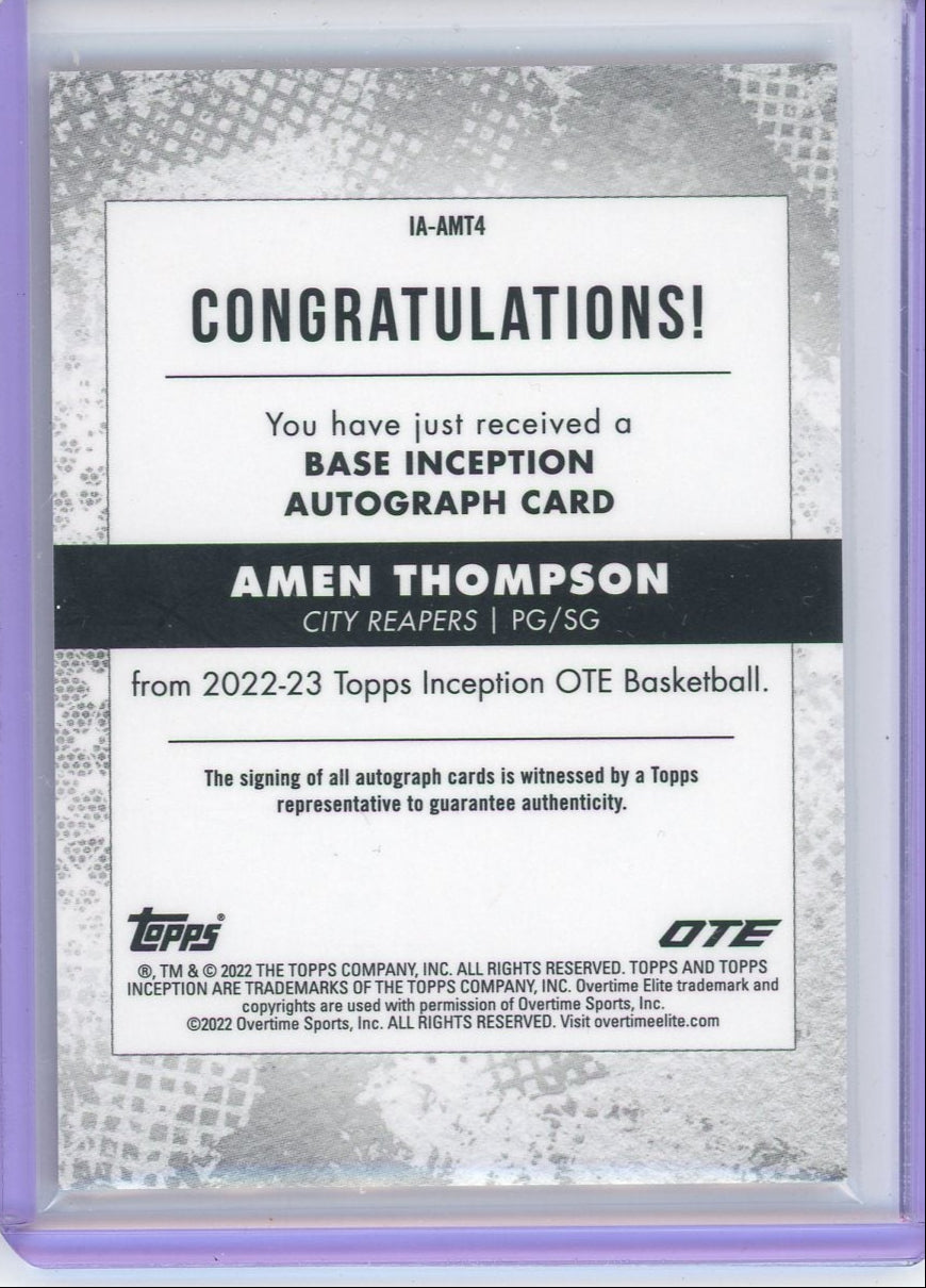Amen Thompson 2022 Topps OTE Inception Rookie Autograph #'d 32/99