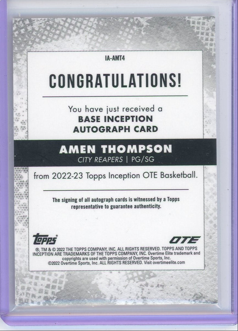 Amen Thompson 2022 Topps OTE Inception Rookie Autograph 