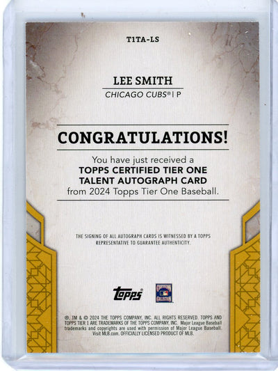 Lee Smith 2024 Topps Tier One Tier One Talents autograph #'d 37/75