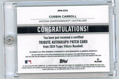 Corbin Carroll 2024 Topps Tribute auth. game-used relic autograph #'d 10/50