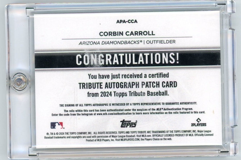 Corbin Carroll 2024 Topps Tribute auth. game-used relic autograph 