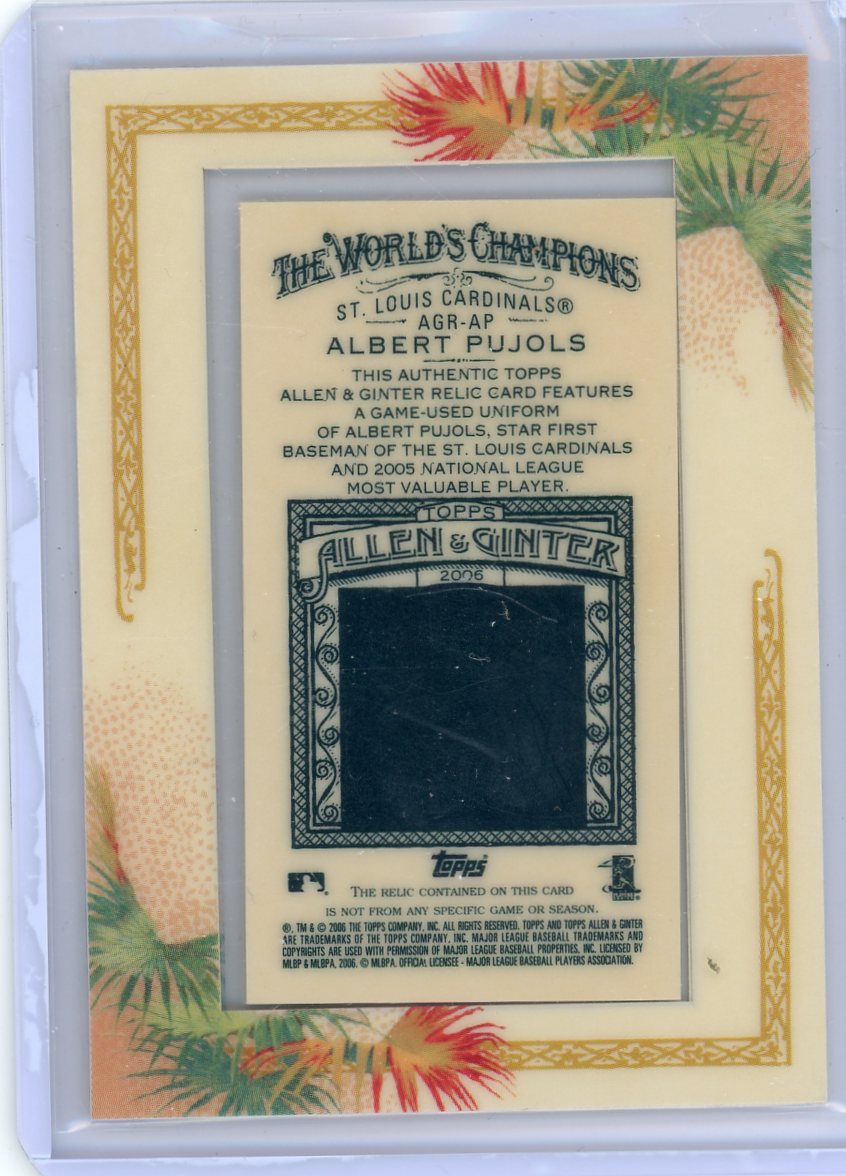 Albert Pujols 2006 Topps Allen & Ginter Mini Frame jersey relic
