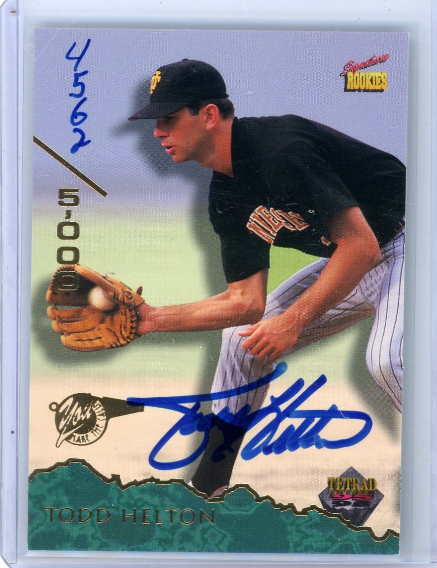 Todd Helton 1995 Tetrad Signature Rookies autograph #'d 4562/5000